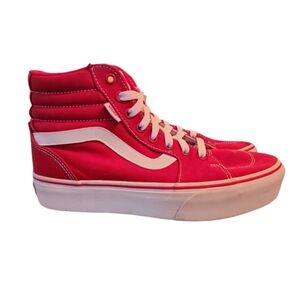 VANS Off the wall SK8-HI High Top Skateboard Red Canvas Shoes Women's Size 8.5